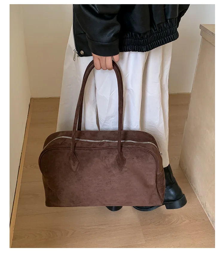 Damen-Boston-Handtasche aus Kunstwildleder, große Reisetasche, Gepäcktasche, Damen-Shopper, Umhängetasche, Tragetasche für den täglichen Arbeitsweg und zum Einkaufen. – Detail 25