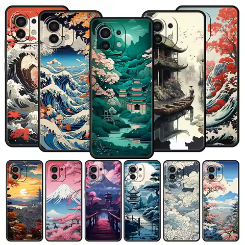 Phone Case For Xiaomi Mi 15 14 13 12 11 Lite 14T 13T 12T 11T Pro Poco X6 X5 M3 X3 Pro F5 F4 Cover Japanese Landscape