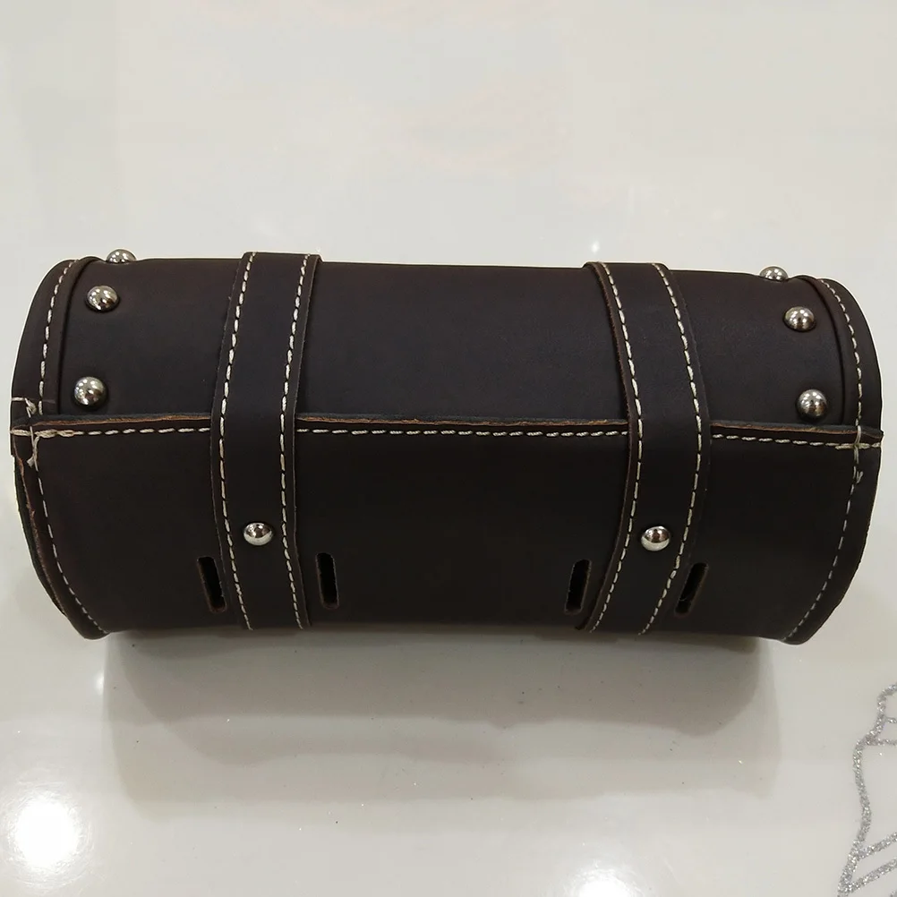 

Универсальная мотоциклетная седельная сумка, темно-коричневая водонепроницаемая сумка для инструментов из искусственной кожи, сверхмощные круглые монтажные ремни для хранения мотоцикла