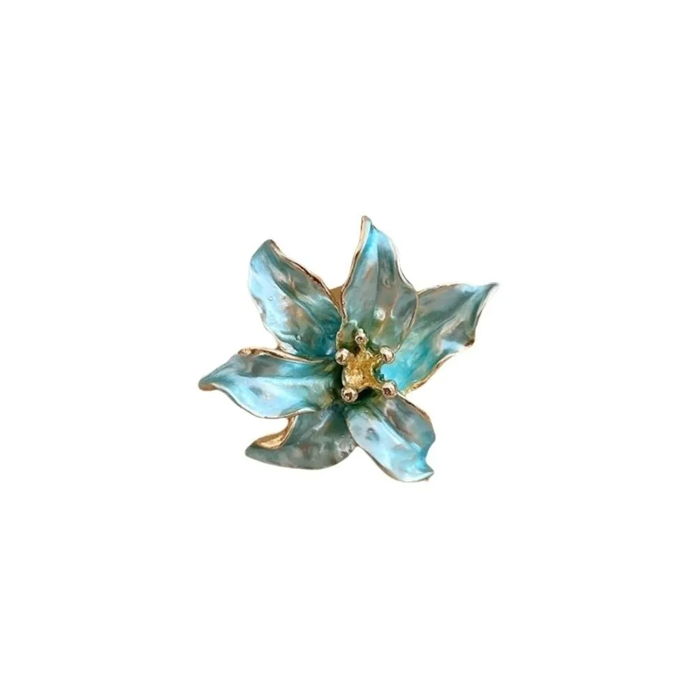 Three Dimensional Tulip Rings Glossy Finish Lightweight Enamel Finger Jewelry Exquisite Anti Fading Lilium Flower Rings