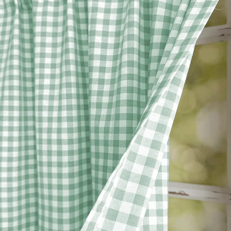 Fresh Style Checkered Cloth Short Curtain Suitable for Cabinets Living Rooms Kitchens Windows Home Daily Decoration 1/2PCS