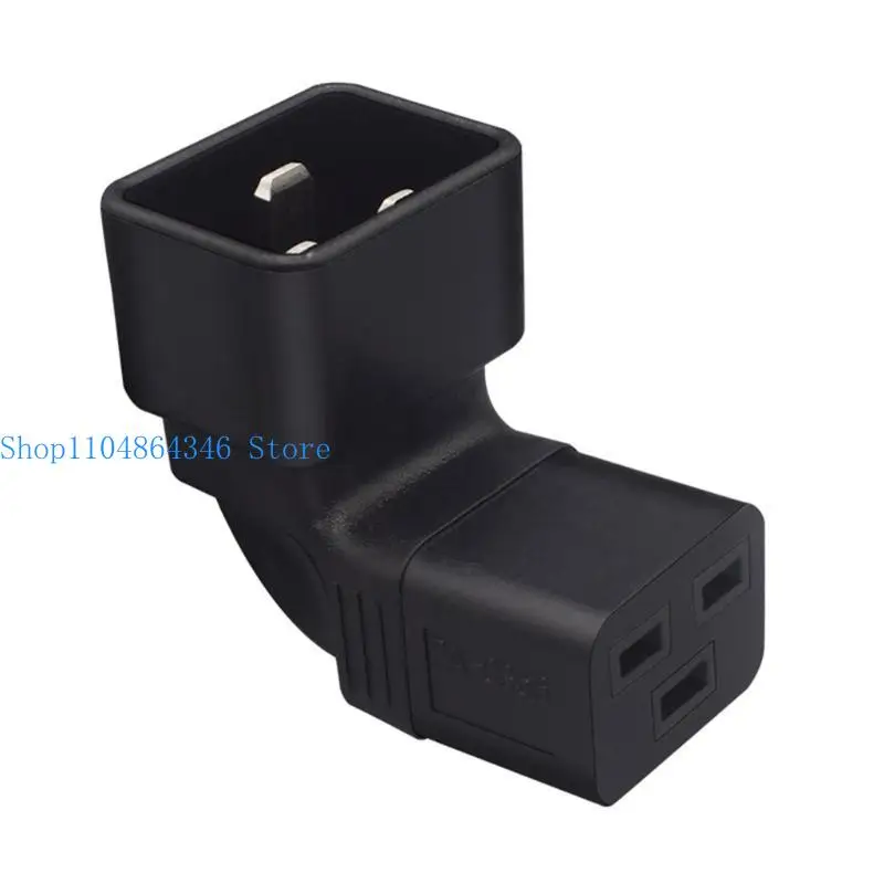 652F 3-Prong C20 to C19 Connector Adapter Male Plug to Female Socket Converter Power Supply Adapter Black 90 Degree