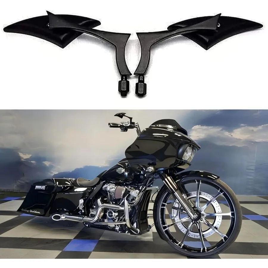 

8 мм 10 мм черные мотоциклетные универсальные боковые зеркала заднего вида с лезвиями для Harley Street Bike Scooter Chopper Cruiser Sportster Dyna