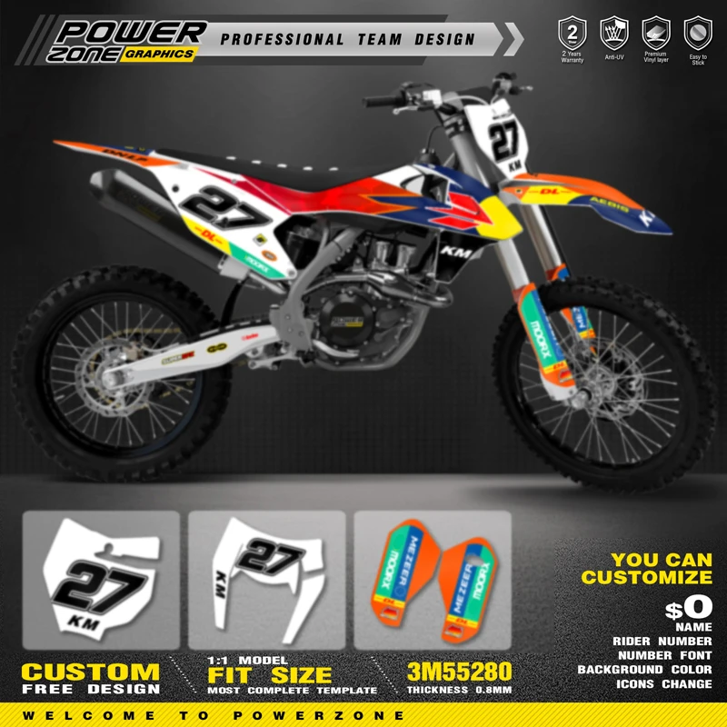 

PowerZone Custom Team Graphics Backgrounds Decals Stickers Kit For KTM SX SXF MX 16-18 EXC XCW Enduro 17-19 125 to 500cc 132