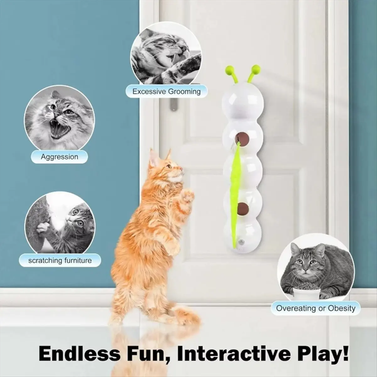 Intelligent Interactive Cat Stick Pro with Replaceable Prey Tail Suitable for Automatic Swing Durability in Multi Cat