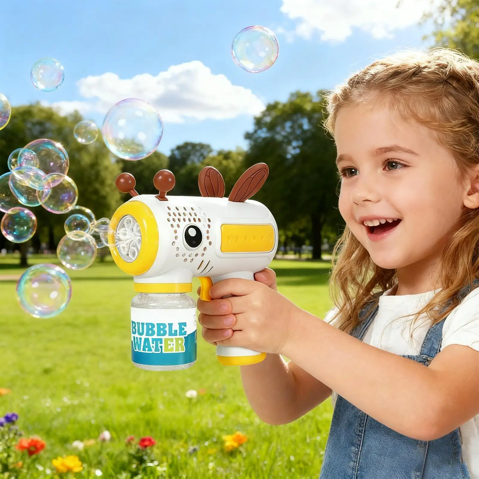 Seifenblasenmaschine, Cartoon-Bienen-Design, Sommerspielzeug, automatisches Seifenblasenspielzeug für Party, Geburtstag, Hochzeit, Halloween, Spielen im Freien, Hinterhof