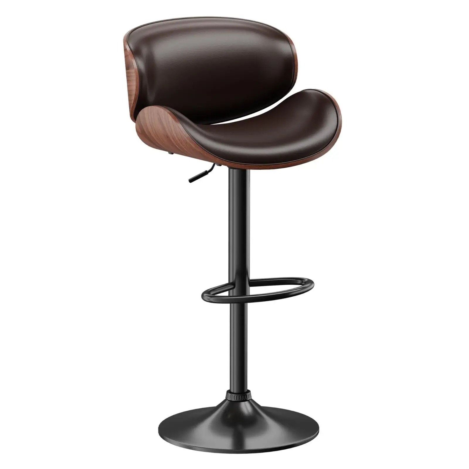 

Swivel Bar Stools,Adjustable Bentwood Modern Upholstered BarStool with Back and Footrest for Bar,Kitchen Counter,Dining Room