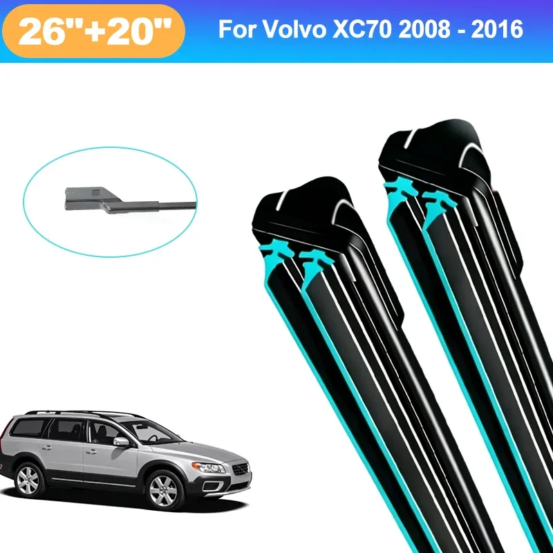 For Volvo XC70 2008-2016 26+20 Inch Front Wiper Blades Double Rubber Mute Windshield Windscreen Car Accessories