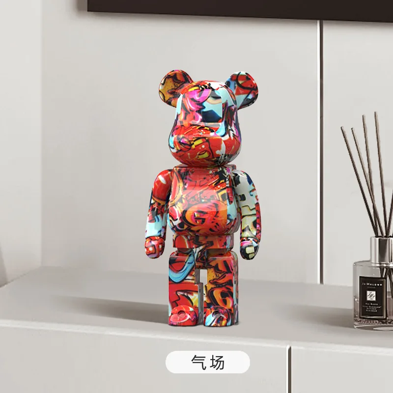 

28cm Aesthetic Bear Figurine Resin Marbling Violent Bear Statue Sculpture Decor Luxury Living Room Decoration Home Ornament