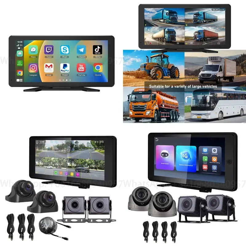Professional 10.36 Inch Recording Camera for Truck 4 Channel Setup Blind Spot Warning Waterproof All Weather 5D Touch