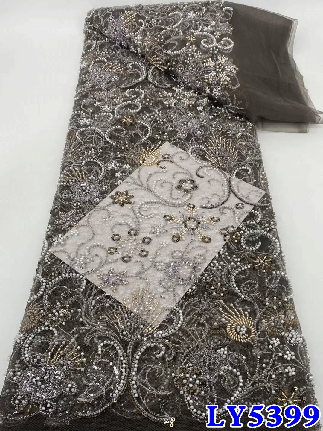 Fashion French Mesh Embroidery Beaded Lace Fabric 2025 Sequins African Nigerian Lace Fabric Wedding Dresses Party Dresses