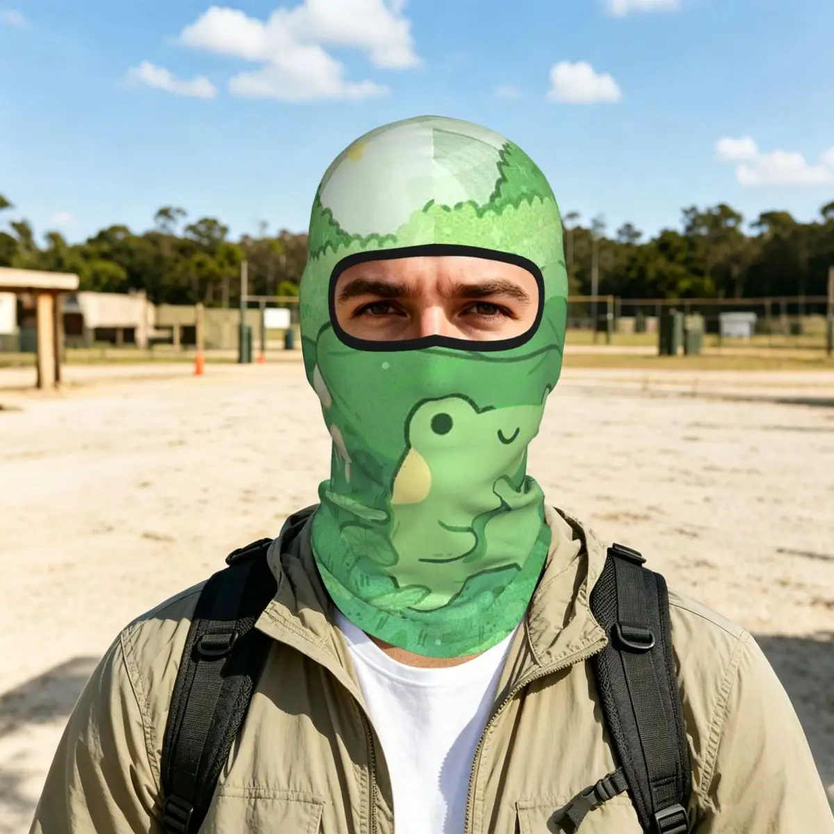 Frog Under Leaf Rain Breathable Thin Balaclava Full Face Mask Sun Protection Neck Gaiter For Motorcycle Cycling Fishing Outdoor