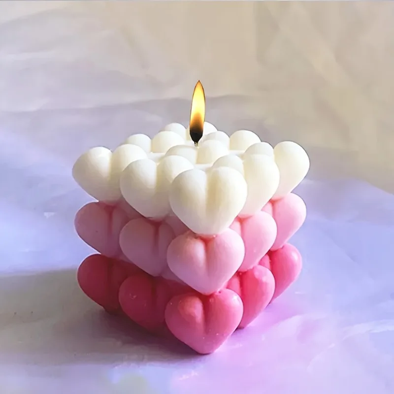 New Heart-shaped Magic Ball Silicone Candle Mold DIY Pyramid Honeycomb Candle Making Soap Resin Mold Gift Crafts Home Decoration