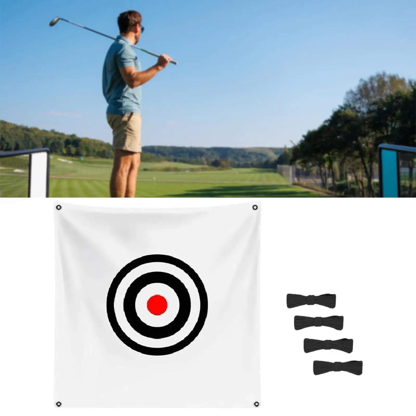 Golf Target Cloth Golf Hitting Net with Rope Replacement Training Aid Practice for Outdoor Sports Backyard Golfing Beginner