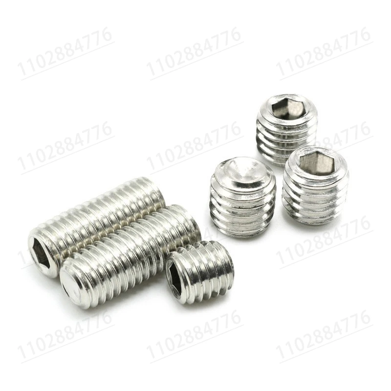 20pcs/lot  DIN916 stainless steel headless bolts Hexagon socket head cap screws Flat end set screws  Stop screws