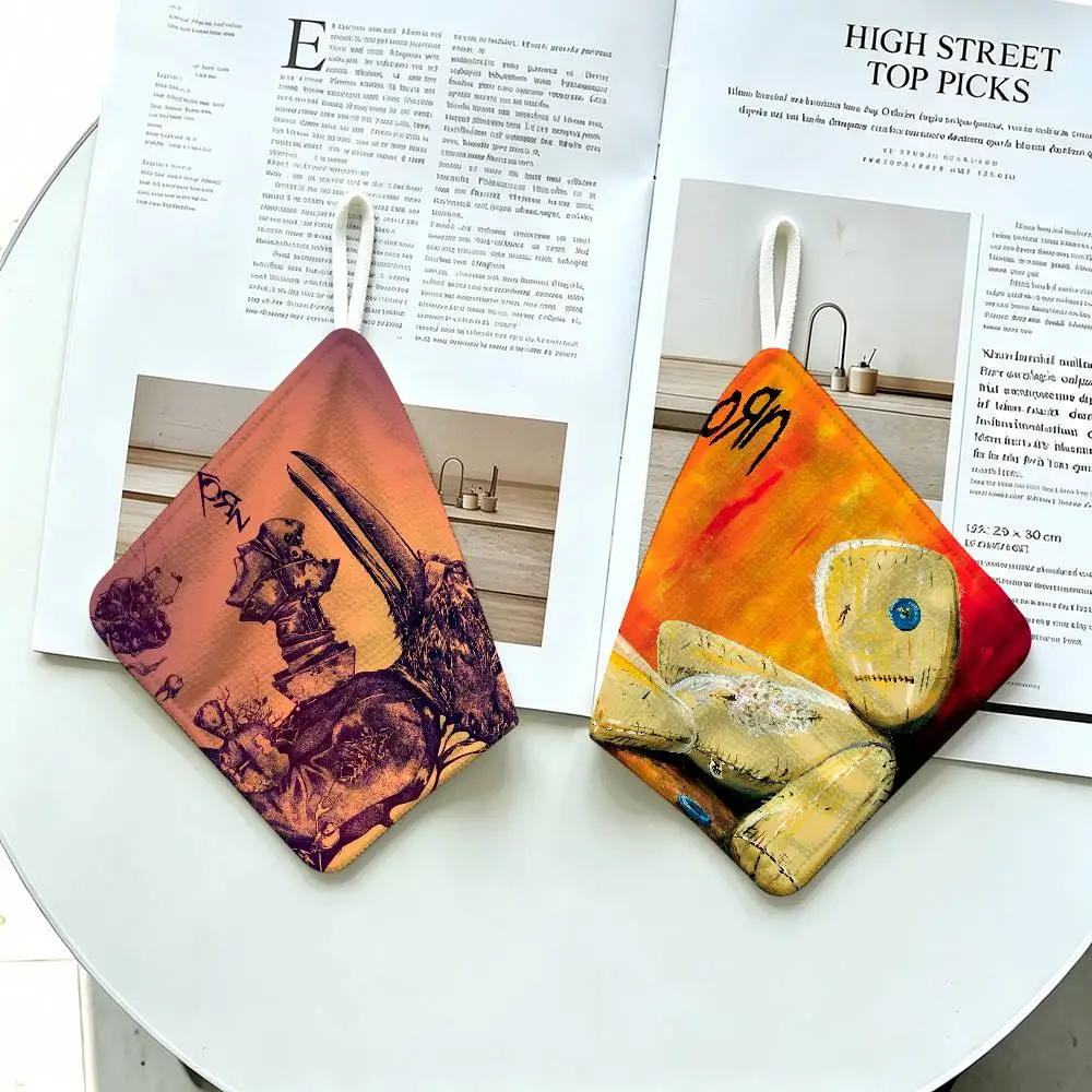 Rock Band K-Korn Polyester Cotton Hand Wiping Towel, Anti-shrink Hanging Kitchen Cloth for Household Cleaning