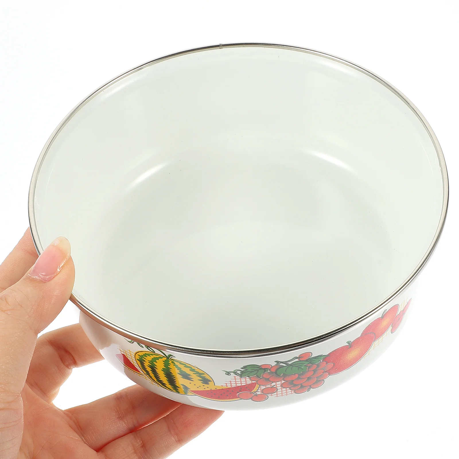 

3Pcs Enamel Bowls Multifunctional Food Serving Containers Easy Clean Salad Soup Noodle Rice Portable Bento