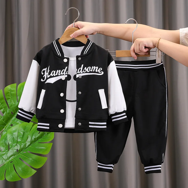 Children\'s Korean version Spring Autumn set boys\' new baseball long sleeved set baby letter printed casual fashion two-piece set