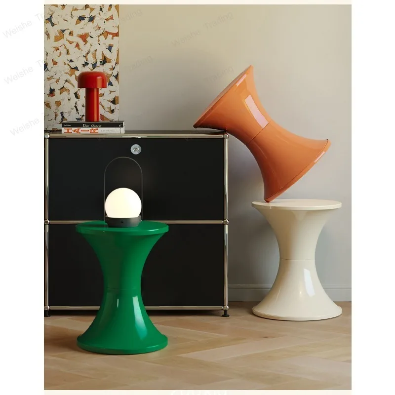 Waist drum stool creative small bedside table replacement for home children's plastic stool cream style side table