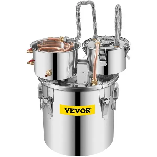 

VEVOR Alcohol Still 5 Gal 19L Water Alcohol Distiller Copper Tube With Circulating Pump Home Brewing Kit Build-in Thermometer fo