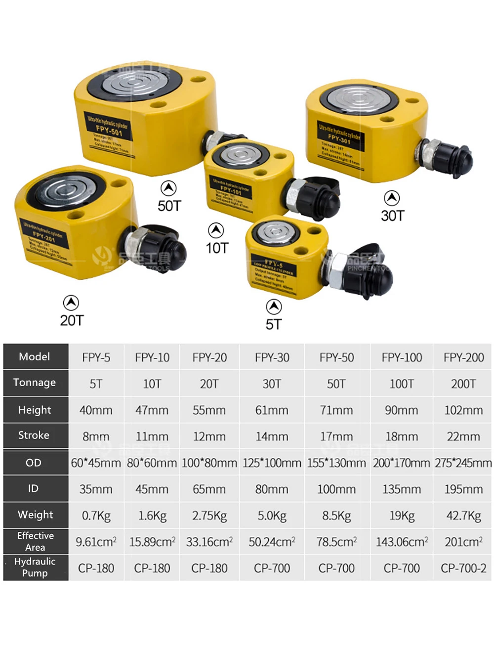 5T Ultra-Thin Hydraulic Lifting Jack Portable Separate Hydraulic Booster Hydrocylinder Oil Cylinder