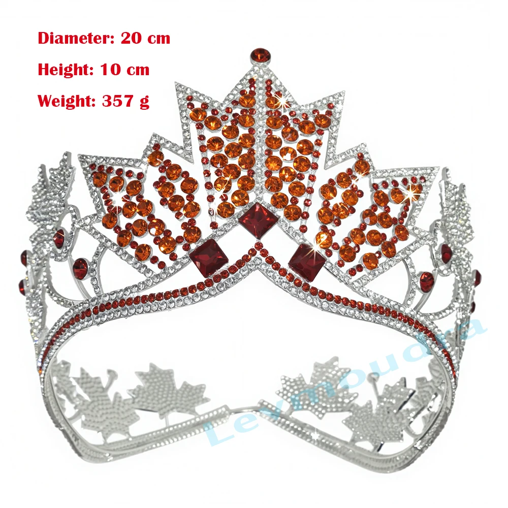 Levmoudra Miss Universe Canada Maple Crown Hair Accessories Party Headband Birthday Full Round Crowns