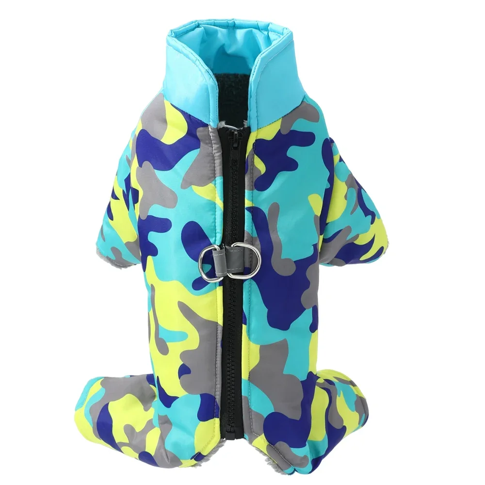 Waterproof Pet Jumpsuit For Winter Warm Dog Jacket With D-ring Camouflage Print Reflective Puppy Coat For Small Medium Dogs Pug