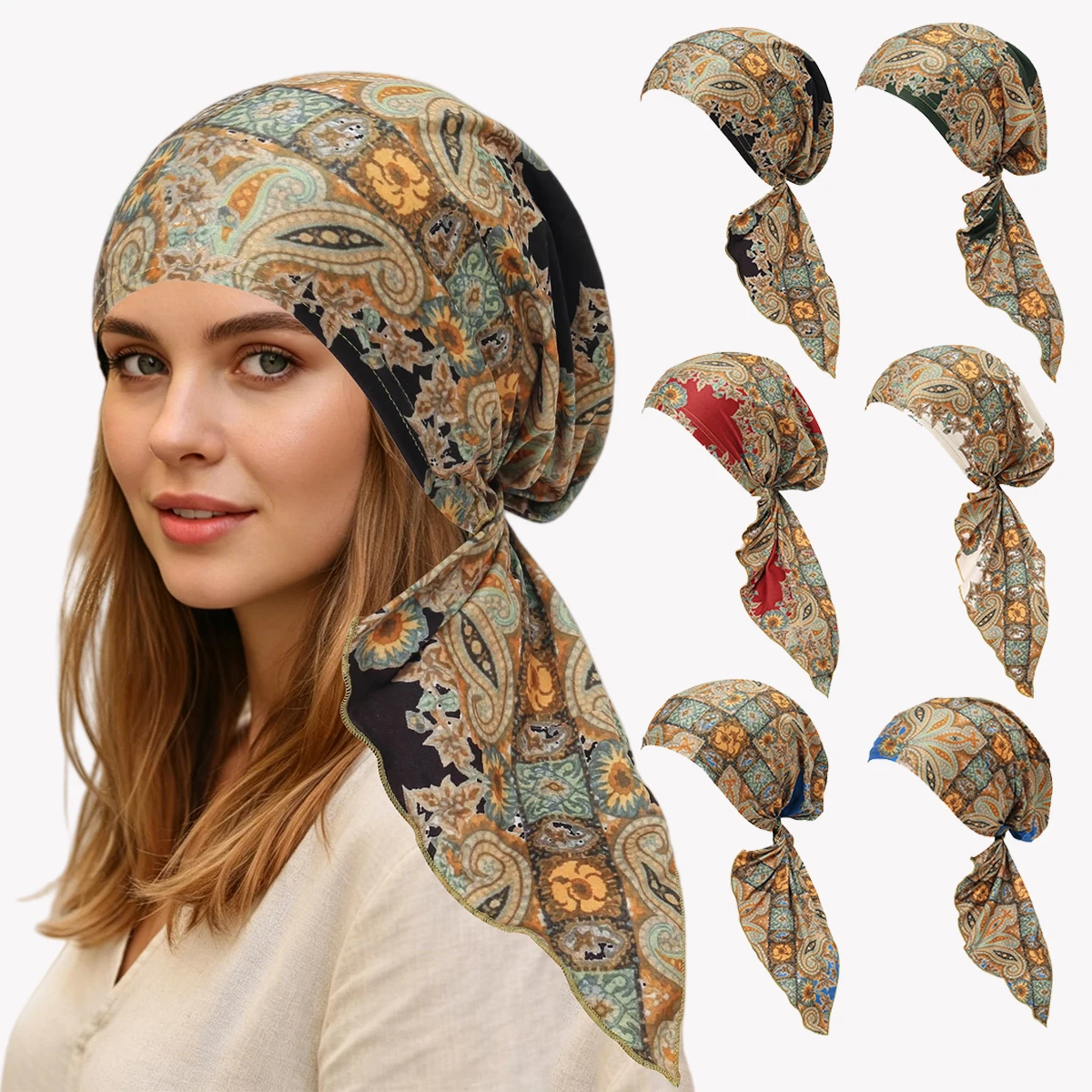 

2026 New Women Hijabs Bandanas Girl Skullies Beanie Turban Head Wrap For Hair Loss Cap Chemo Headwear Lady Rural Female