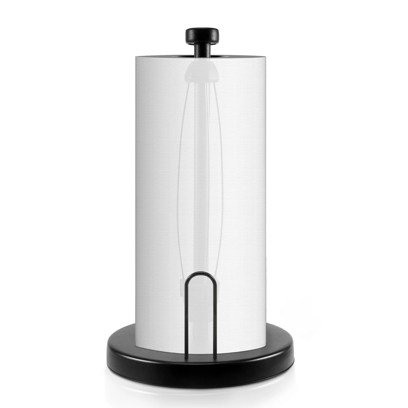 A66F-Porta asciugamani da appoggio, porta asciugamani di carta con sistema a cricchetto per cucina bagno nero
