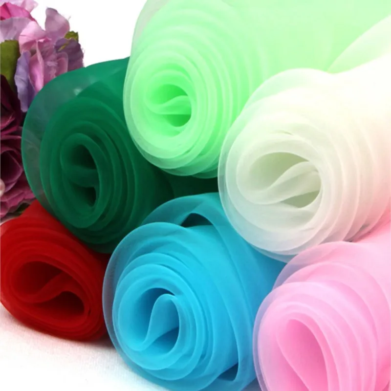 Organza Fabric Black Pink Red Mesh Flower-Wrapped Dessert Table Decoration Wedding Gauze Curtain