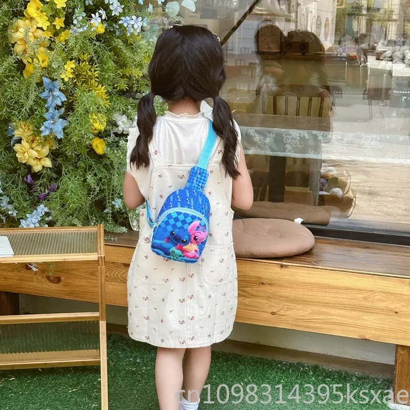 Disney stitch crossbody saco para crianças mini bonito dos desenhos animados impressão ombro único design elegante para jogar ao ar livre e rua wear