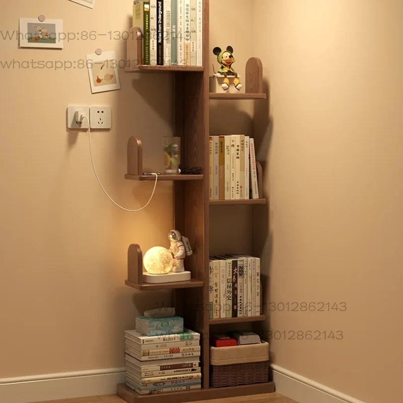 solid wood bedside bookshelf household bookcase bedroom storage floor storage bedside table children's small bookshelf