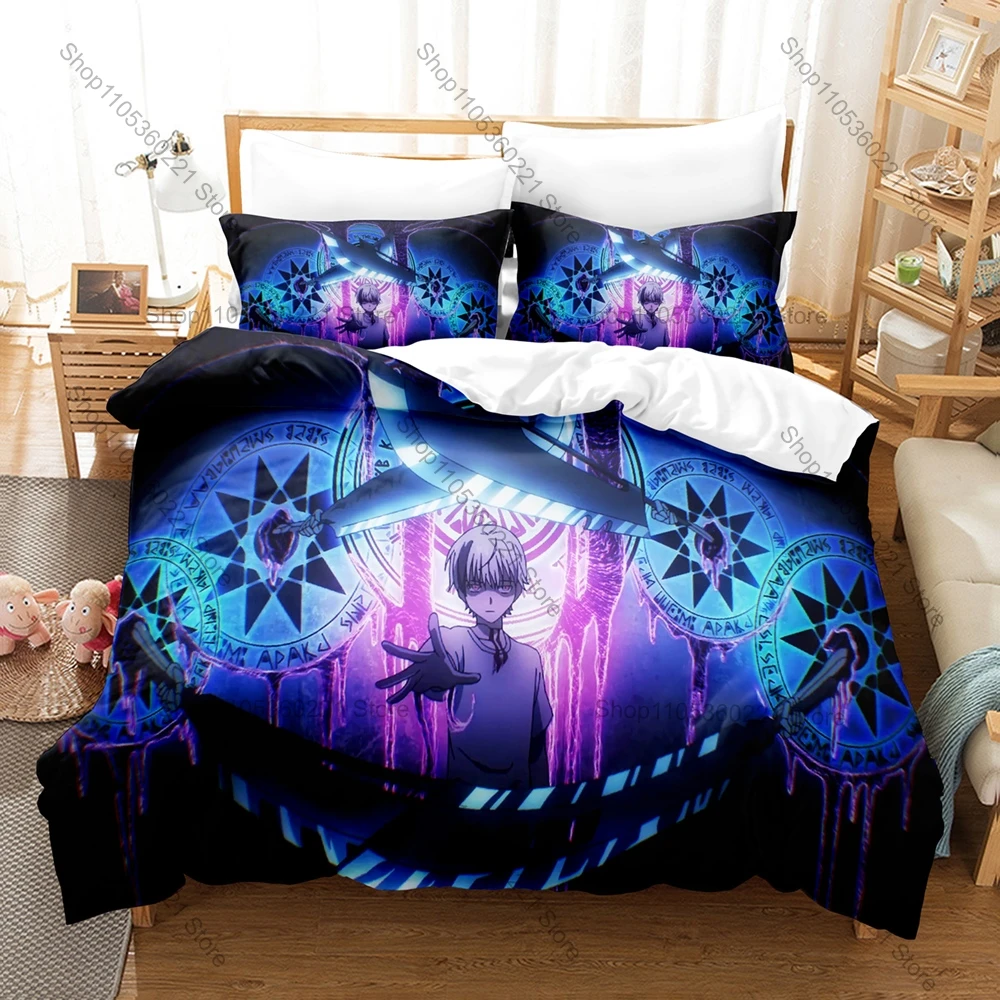 Cool Dead Mount Death Play Corpse God Dark Urban Magic Anime Bedding Set Duvet Cover + 2 Pillowcases Otaku Room Decor