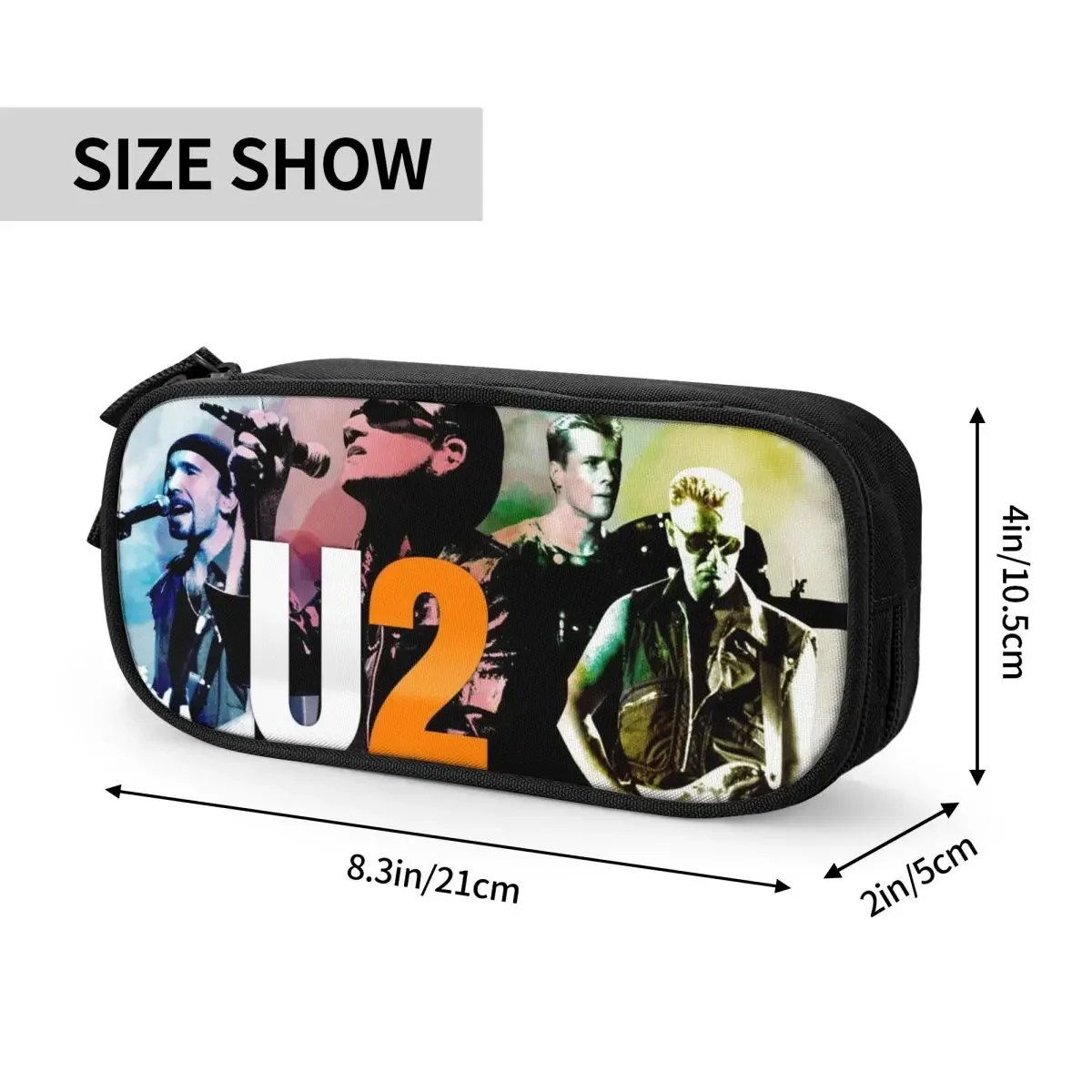 Rock U2 Band Big Capacity Pencil Pen Case Office College School Large Storage Bag Pouch Holder Box Organizer