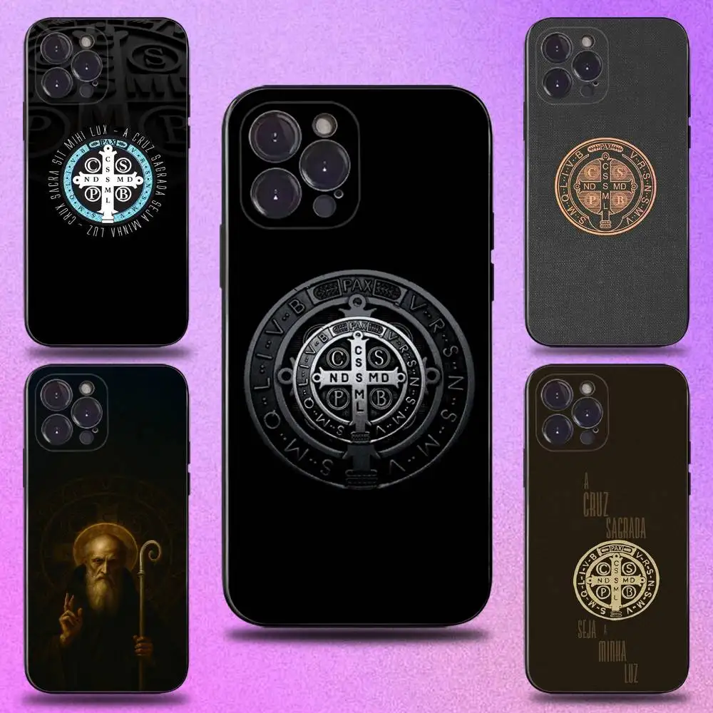 

Sao Bento Benedict of Nursia Phone Case For iPhone 17,16,15,14,13,12,11,Pro,Max,Plus,E,SE4,Air,Mini Black Precise Hole Matching