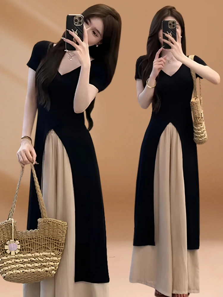 

Fashionable Korean Drama Main Character Summer Outfit Set plus Size Stylish Streetwear Anti-Aging Pear Shaped Body Clothing