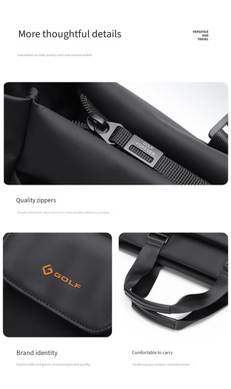 GOLF QUALITY Large Capacity Men's Briefcase 15.6" Business Travel Laptop Bag Casual Handheld File Multi-functional Office Bag