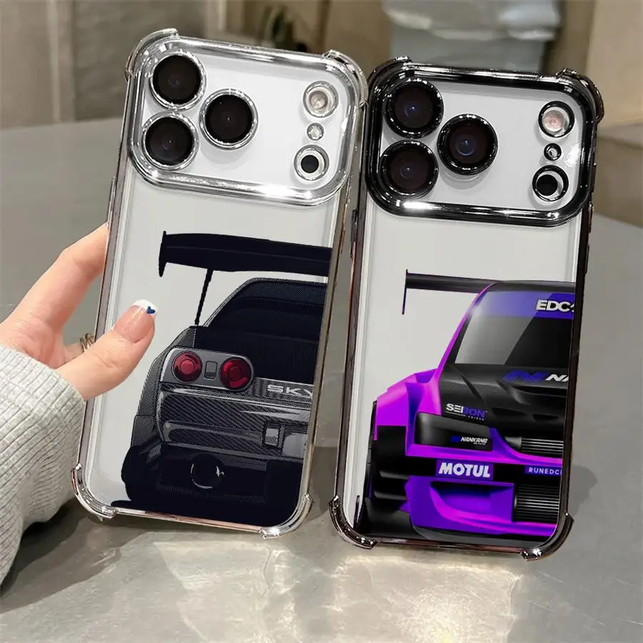Funda de teléfono para Apple iPhone 17 Air 13 12 11 Pro Max 16 15 14 Plus 16e cubierta transparente JDM japonés Drift Car