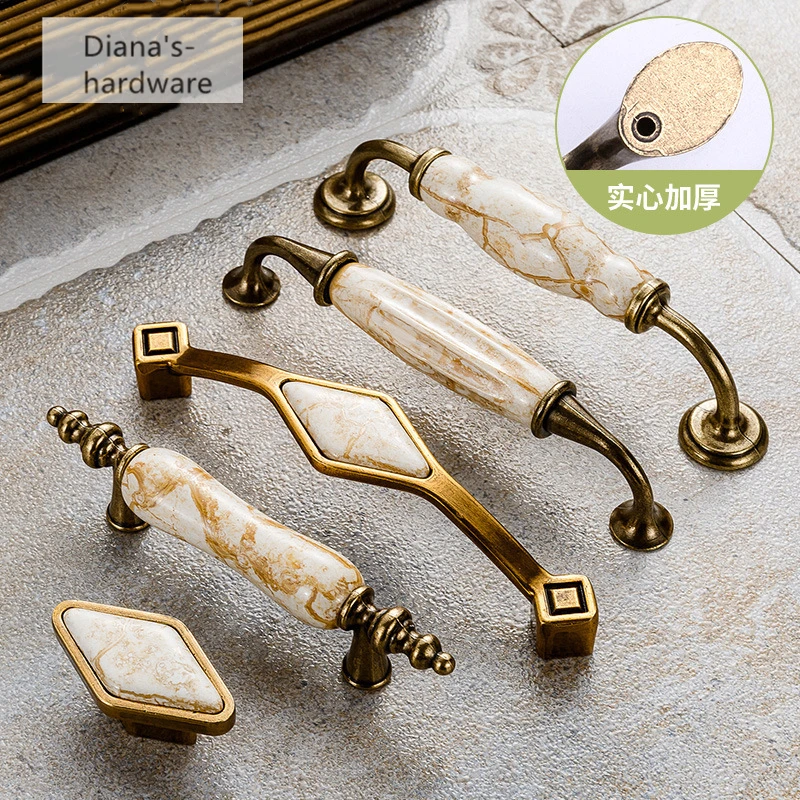 Antique Furniture Handles Marble Vein Knobs and Handles Ceramic Handles for Kitchen Cupboards Cabinet Door knobs Drawer Pulls