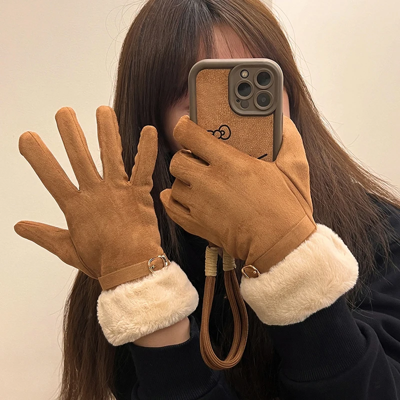 

Autumn Winter Thickened Outdoor Windproof Gloves Warm Versatile Cold Gloves