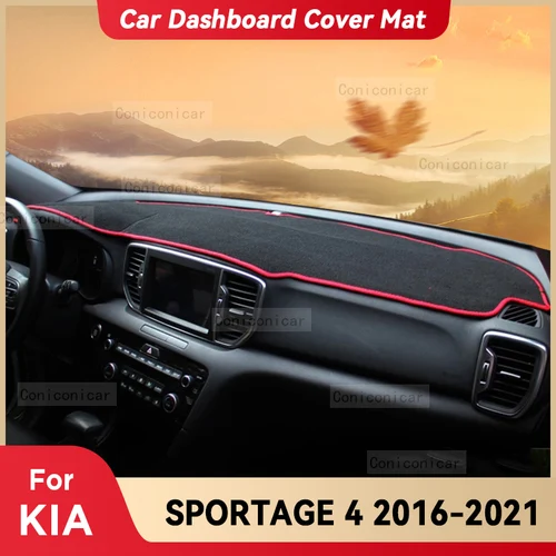 Para KIA SPORTAGE 4 2016-2021, cubierta para salpicadero de coche, alfombrilla parasol, alfombrilla para evitar la luz, accesorios de protección para alfombras de instrumentos