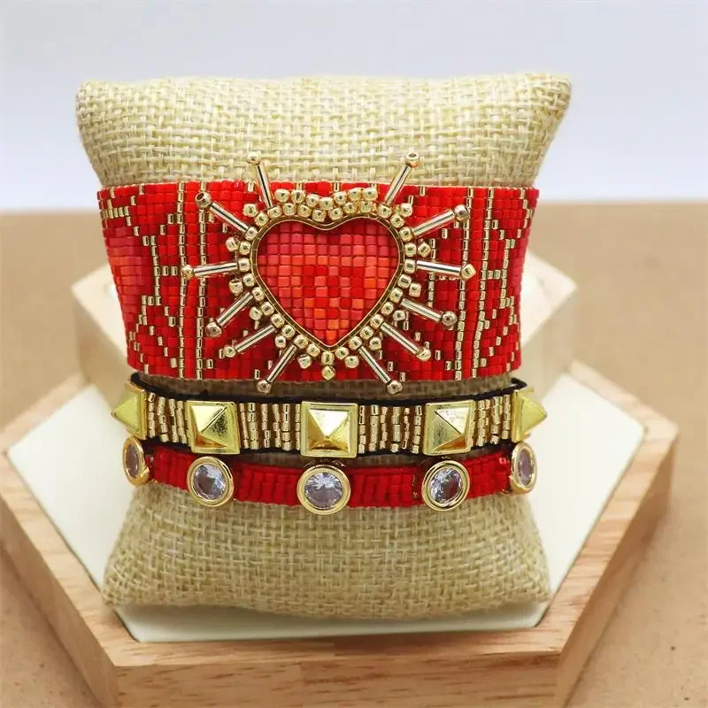 

ALIYA Unique Bracelets For Women Miyuki Crstal Pulseras Mujer Moda 2020 Red Heart Bracelet Jewelry Accesorios Mujer Bileklik