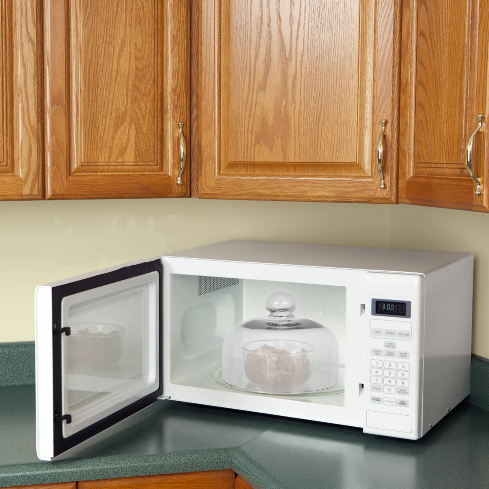 Glass Microwave Lid 16Cm Transparent Vented Splatter Proof Cover for Food Heating Microwave Oven Protector Kitchen Essential