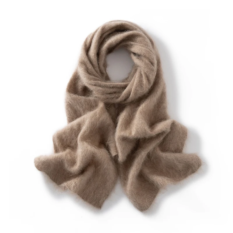 Autumn Winter 100% Goat Cashmere Scarf For Women Outdoor Warm Solid Color Knitted Scarves Soft-Brushed Scarves Female Must-Have