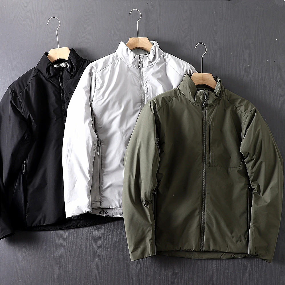 

Легкая хлопковая куртка для улицы, мужская зимняя повседневная ветрозащитная водонепроницаемая модная куртка-стойка с капюшоном, длинное пальто све