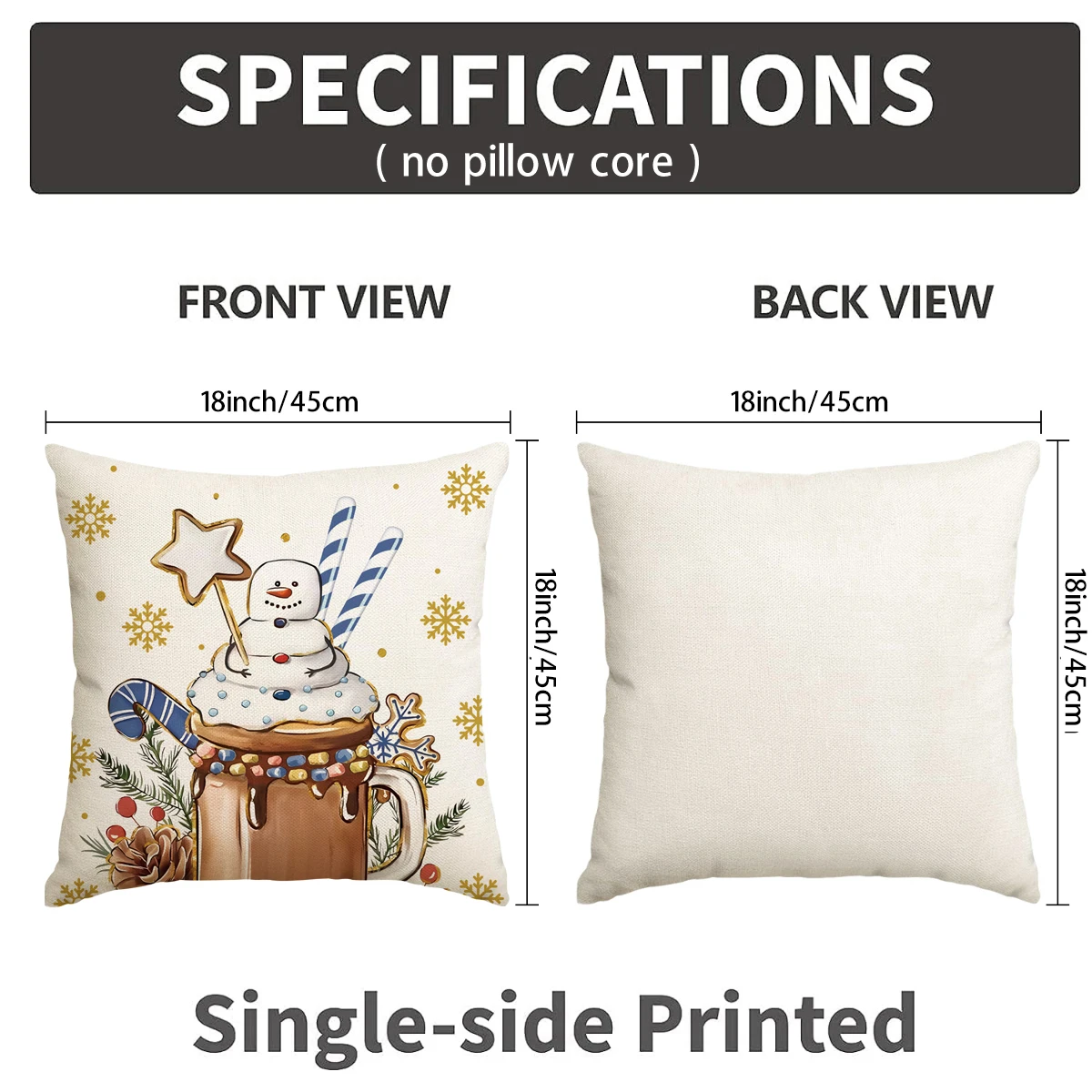 4pcsChristmas Cushion Covers, Santa Claus, Snowman & Christmas Tree Patterns, Christmas Decorations for Sofa, Living Room & Home