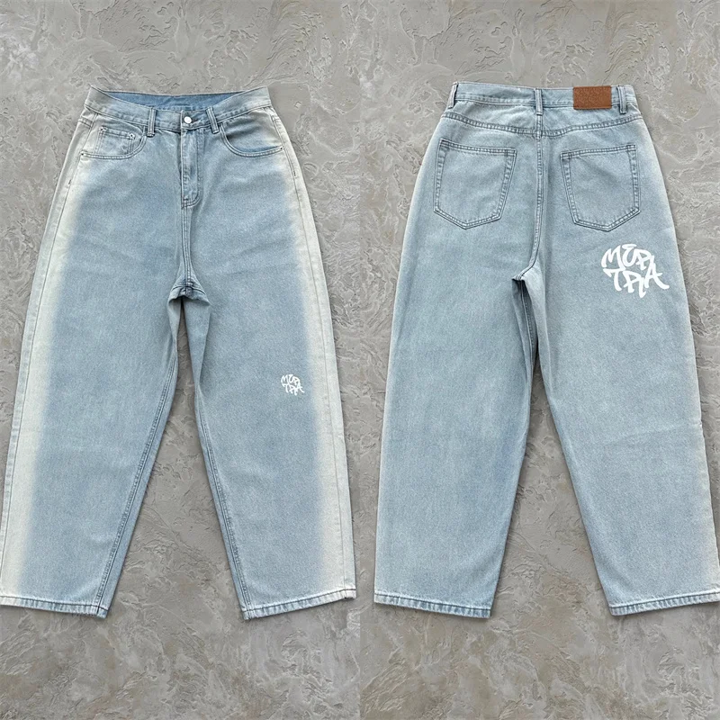 

Джинсовые брюки Mertra, прямые брюки, свободный крой, унисекс, хип-хоп, рэп, уличный тренд, универсальные повседневные длинные брюки