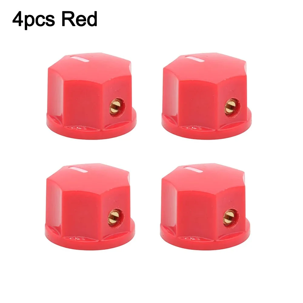 4Pcs 15x10.5mm Pointer Control Knob 6.35mm 1/4 Inch Shaft Hole Brass Insert Guitar Effect Pedal Knob Fluted Pointer Design