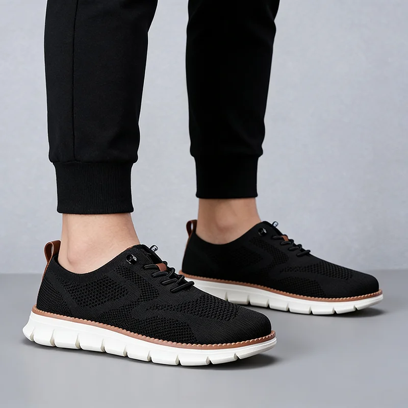

1pair Flying Woven Lace-up Sneakers Lightweight Large Size Men's Loafers Breathable Casual Fashion Size 36-50