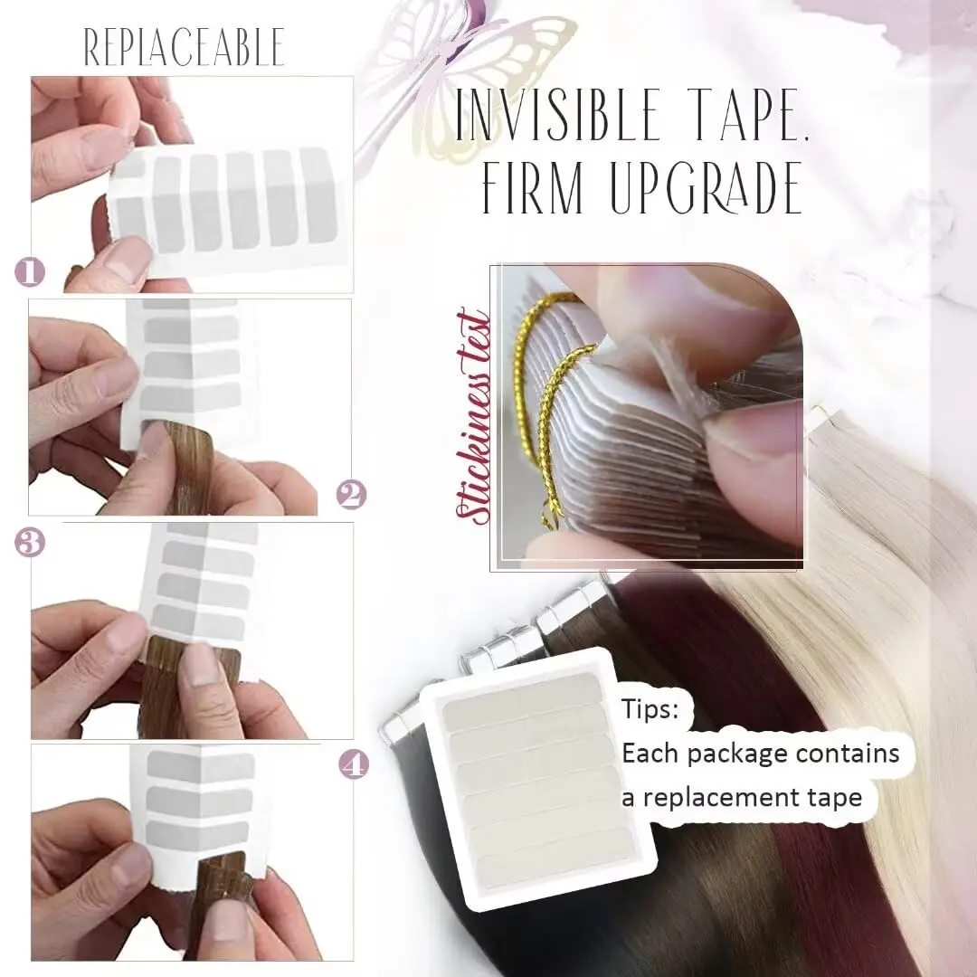 [20P] Moresoo Tape in Hair Extensions 100% Real Human Hair Brazilian 12-24in Double Sided Tape Invisible Glue on Hair Extensions